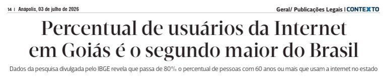 Manchete do Jornal Contexto na edição de 03 de julho de 2026